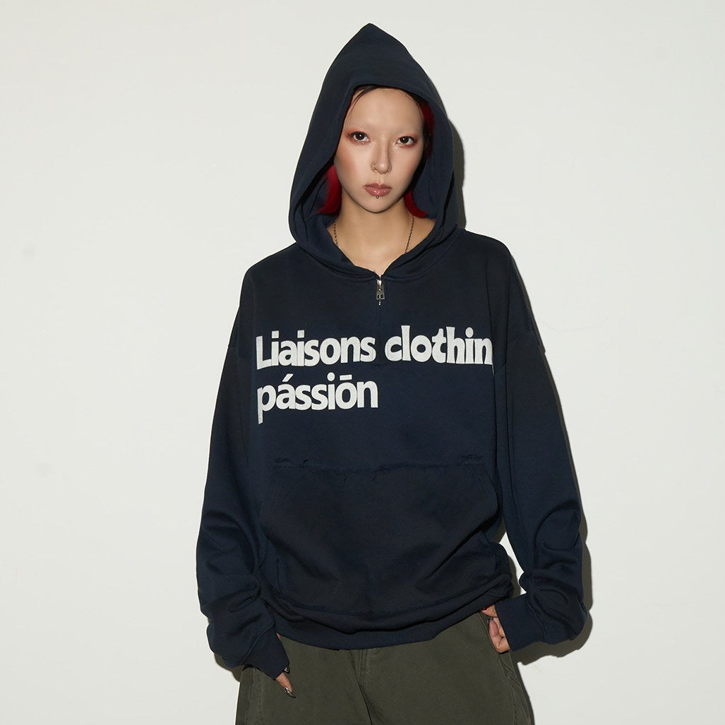 Irregular Dye Letter Print Oversize Hoodie