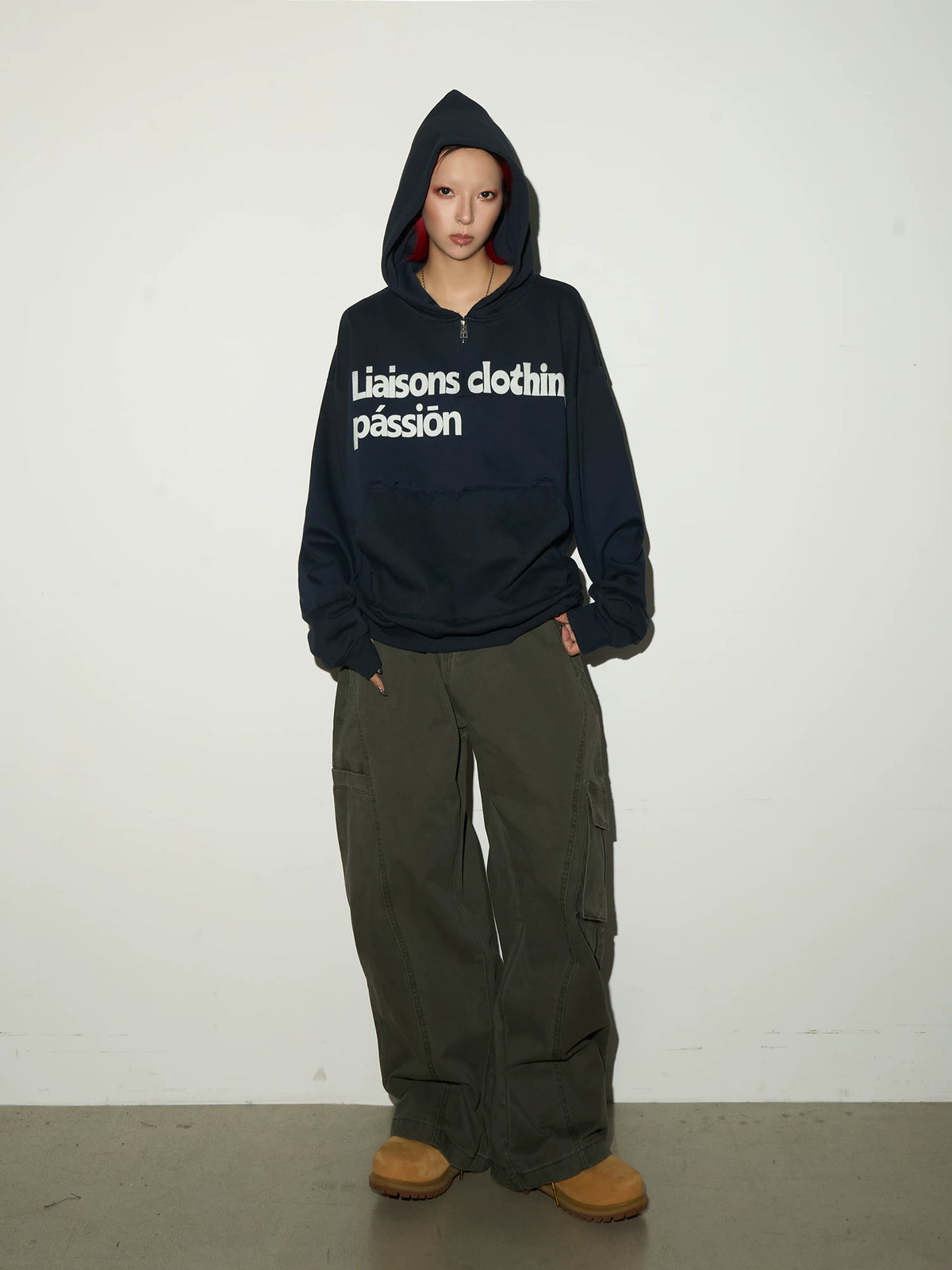 Irregular Dye Letter Print Oversize Hoodie