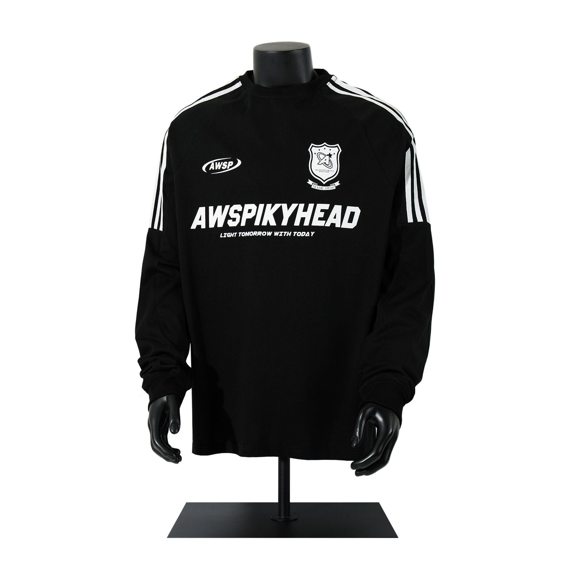 High-Neck Heavyweight Stripe Long Sleeve T-Shirt