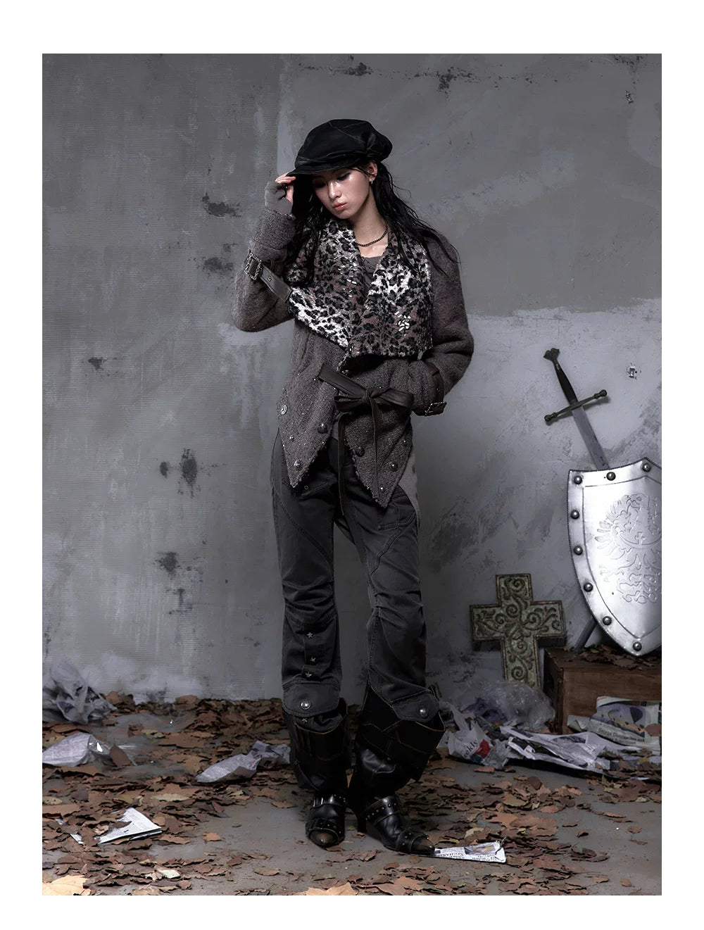 Wrinkle Washed Flare Suede Pants