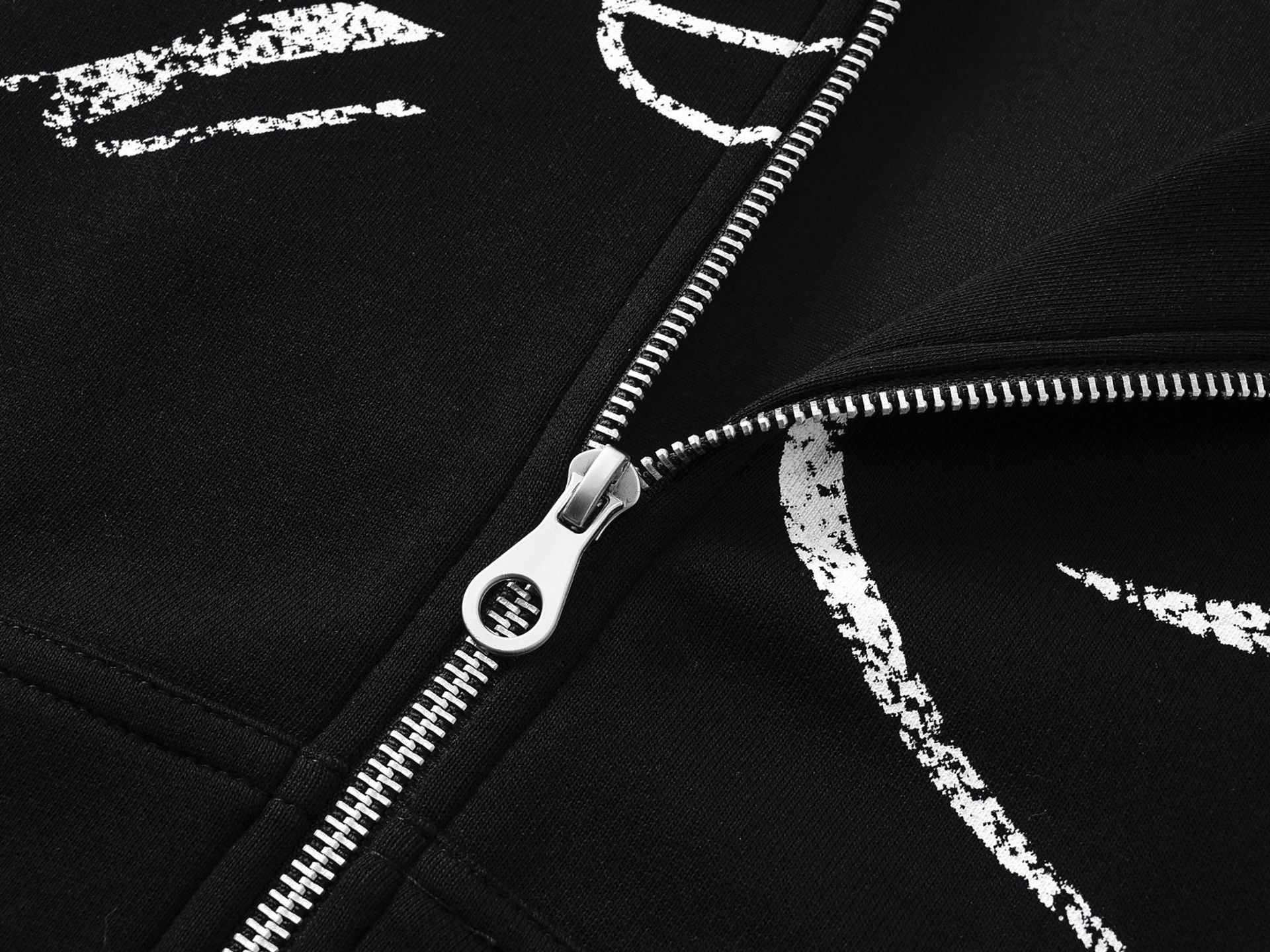 Letter Tribal Print Zipper Hoodie