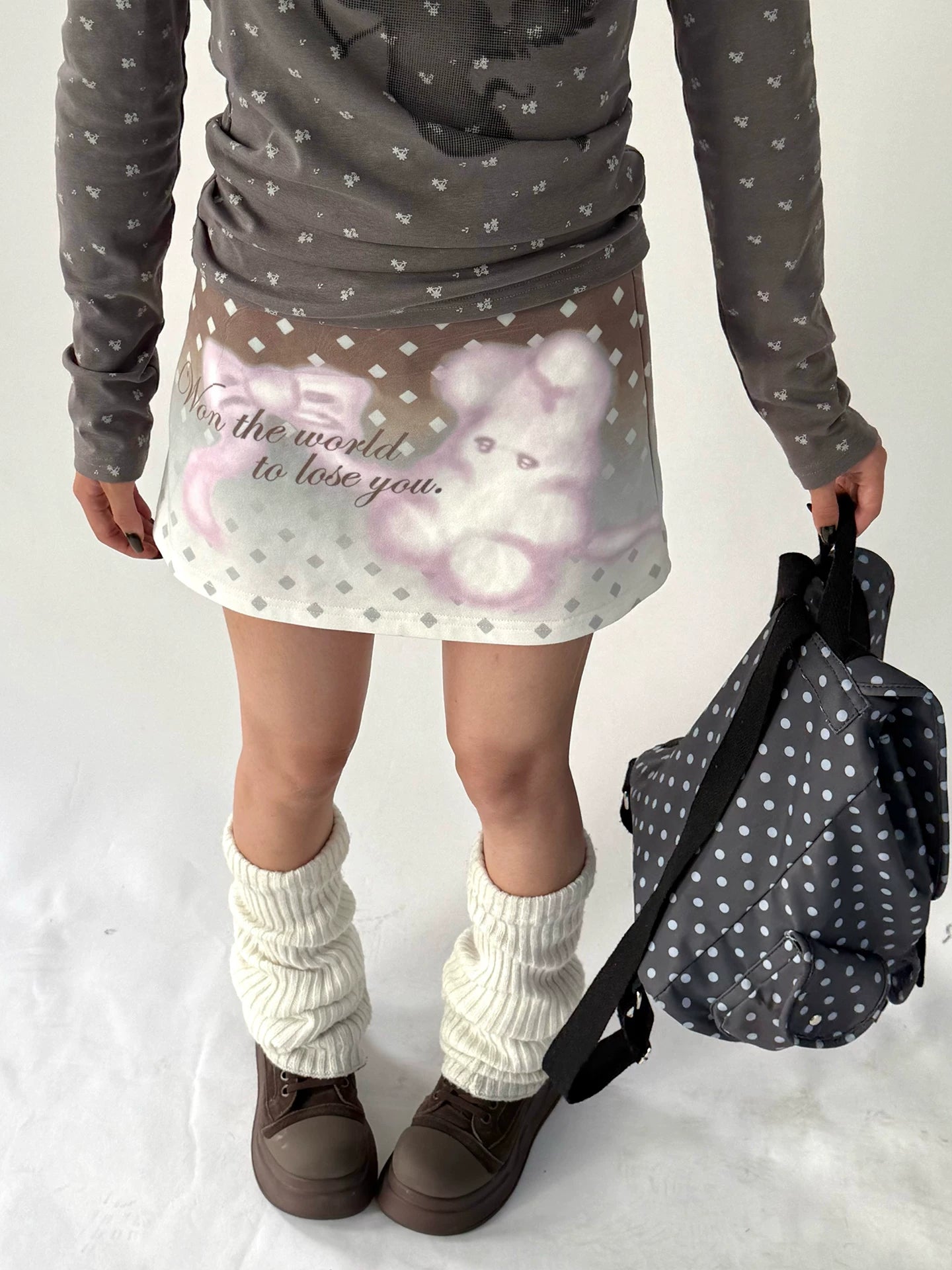 Graphic Print A-Line Short Skirt