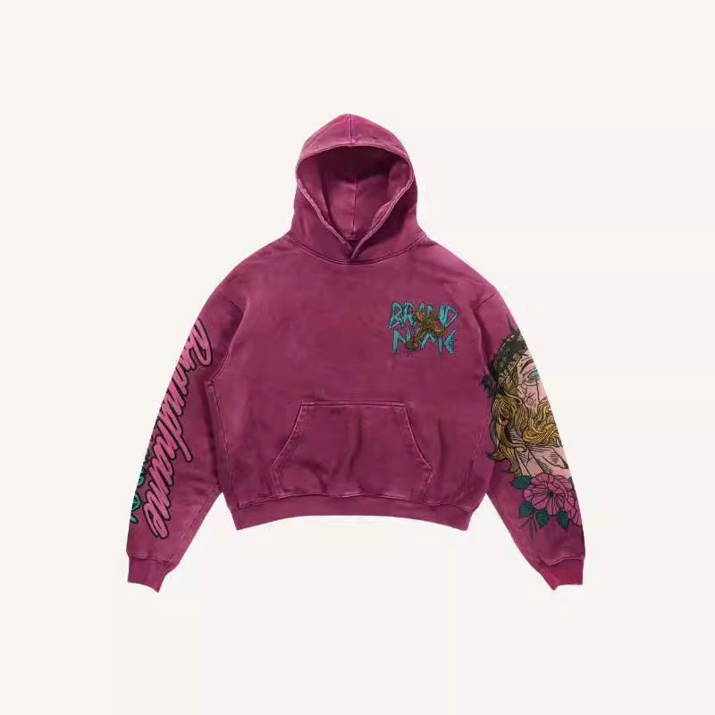 Sweat à capuche imprimé croix Y2K
