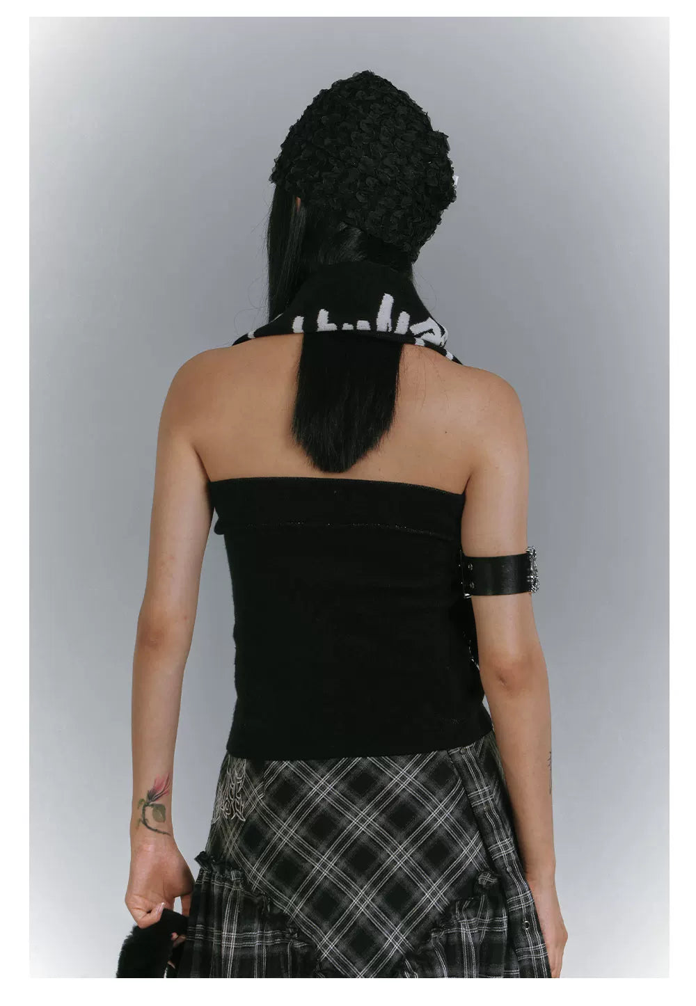 Graphic Print Off-Shoulder Top & Letter Print Scarf