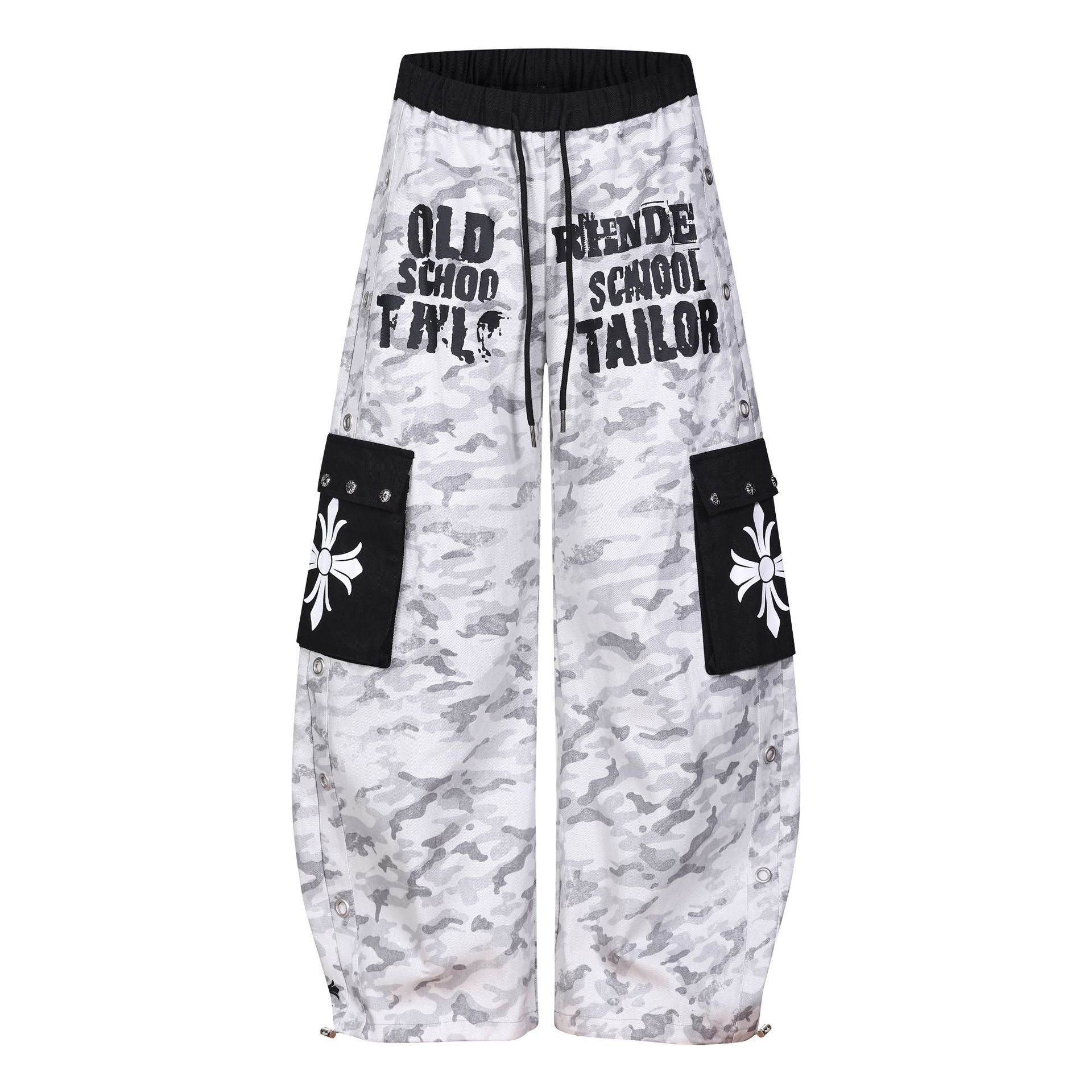 Camouflage Letter Print Cargo Pants