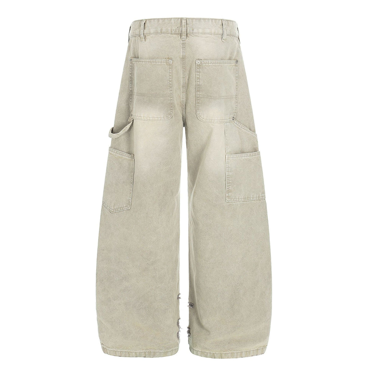 Deconstruction Damage Wide Leg Denim Jeans