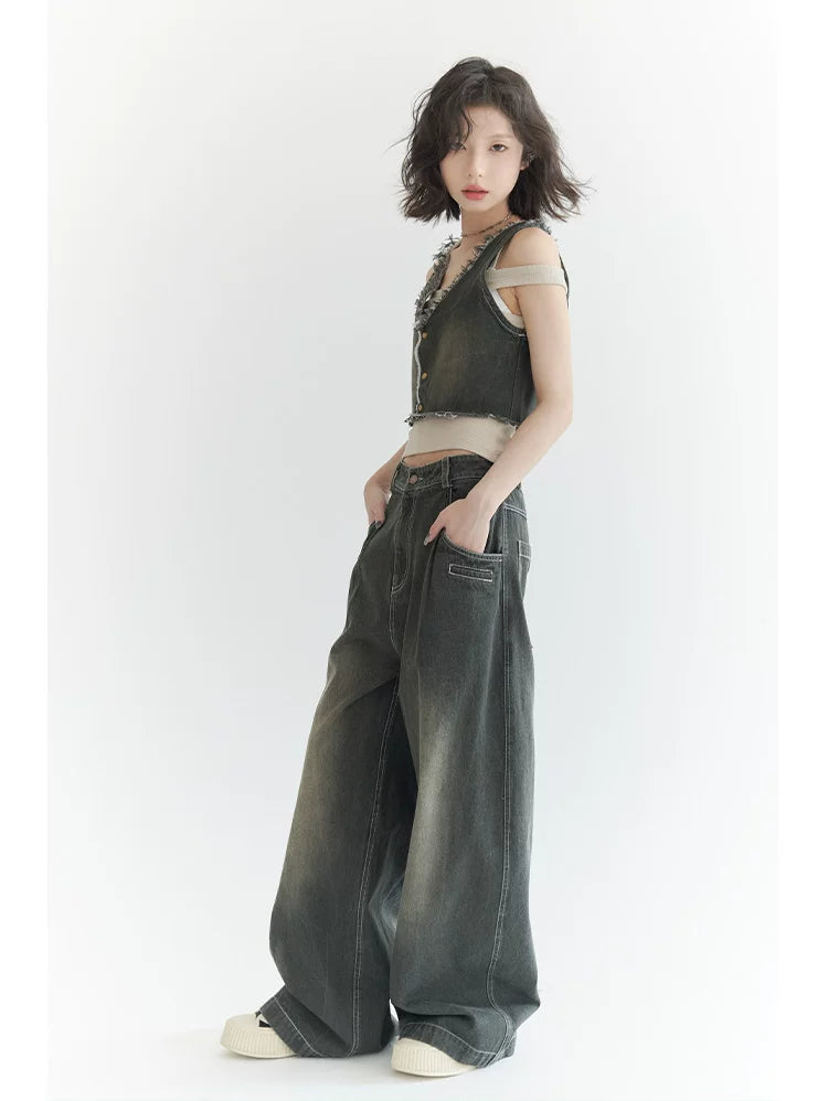 Wide-Leg Buggy Denim Jeans