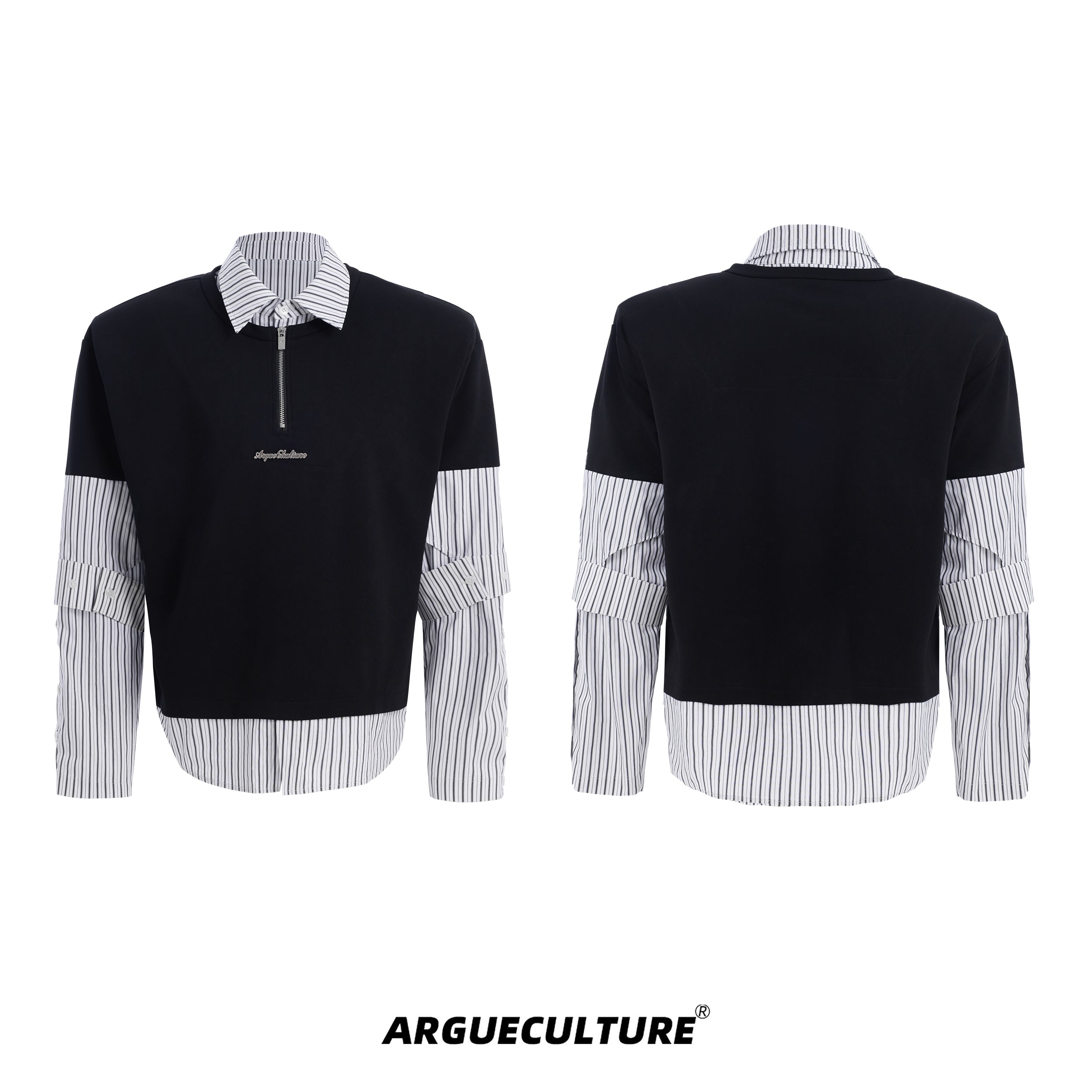 Fake Layered Stripe Long Sleeve Shirt
