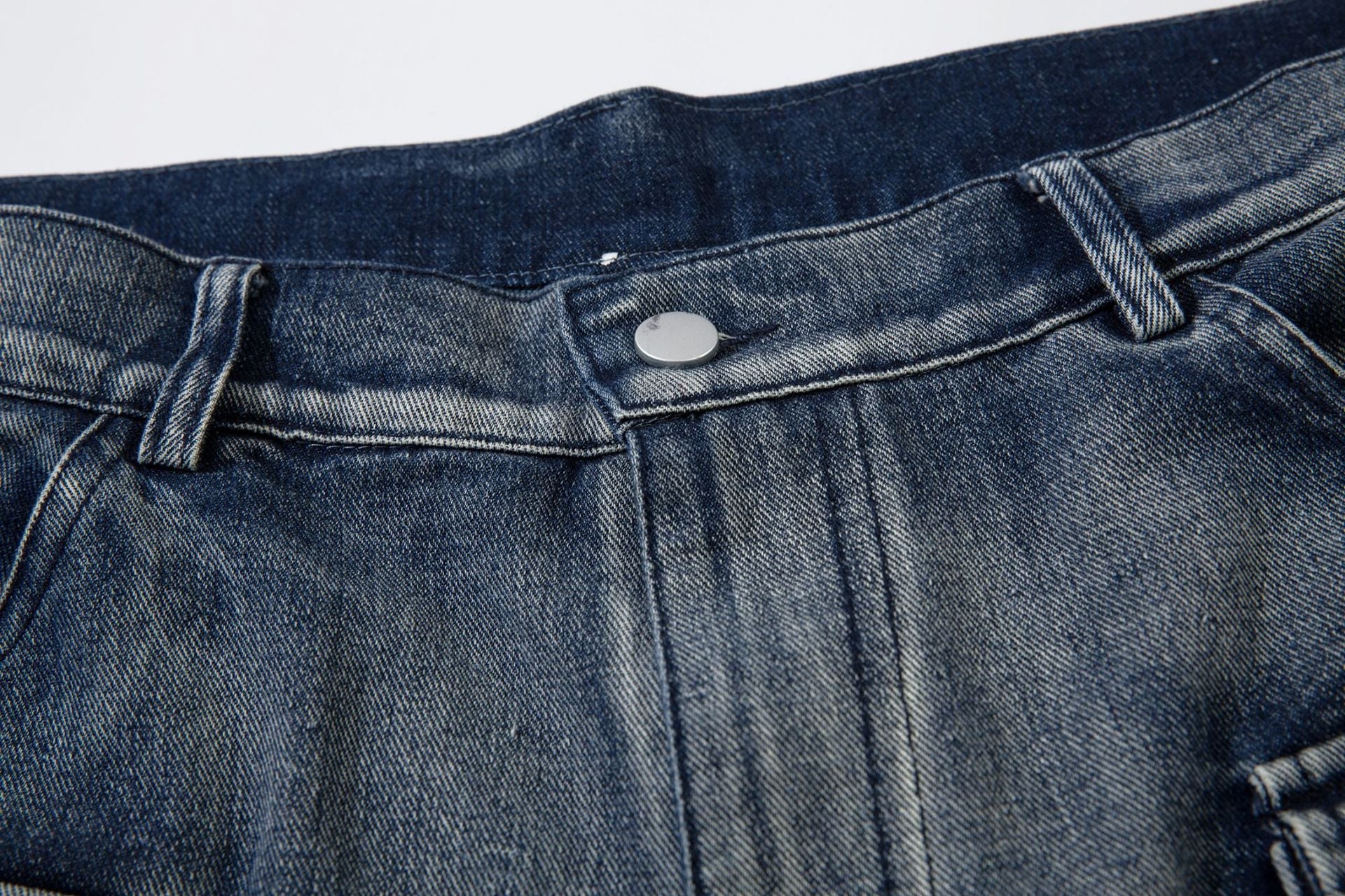 Cargo Pocket Embroidery Wide Leg Denim Jeans