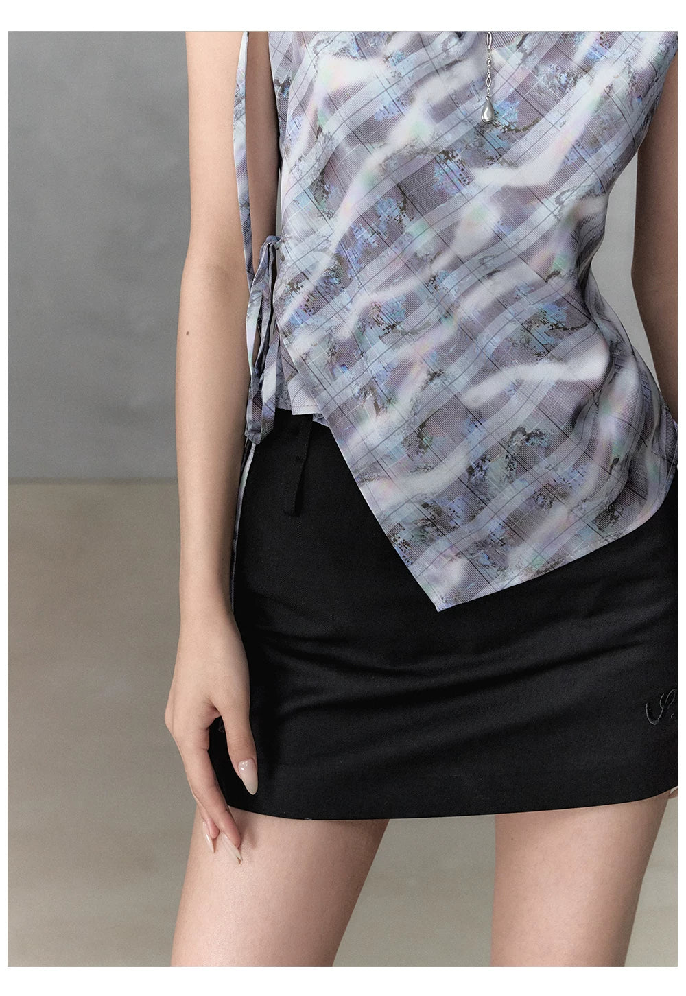 Colorful Plaid Camisole & A-Line Short Skirt Setup