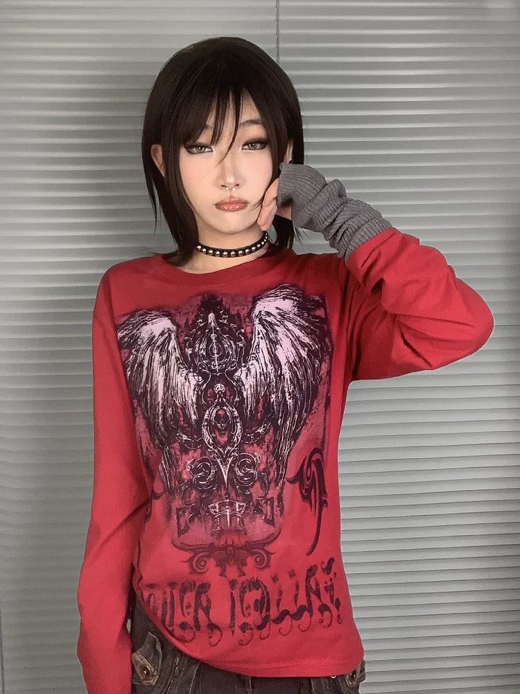 Punk Gothic Metal-Inspired Long Sleeve T-Shirt