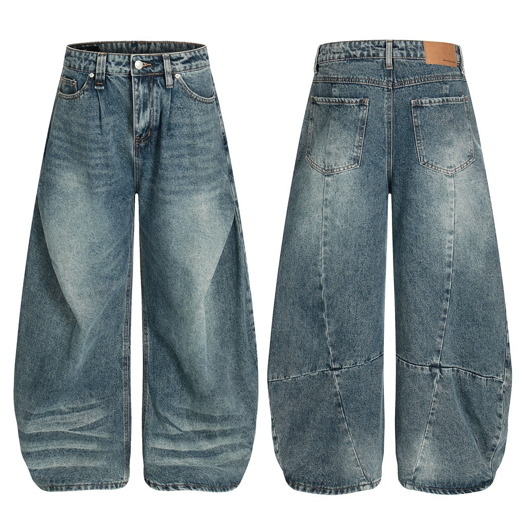 Washed Barrel Wide Leg Denim Jeans