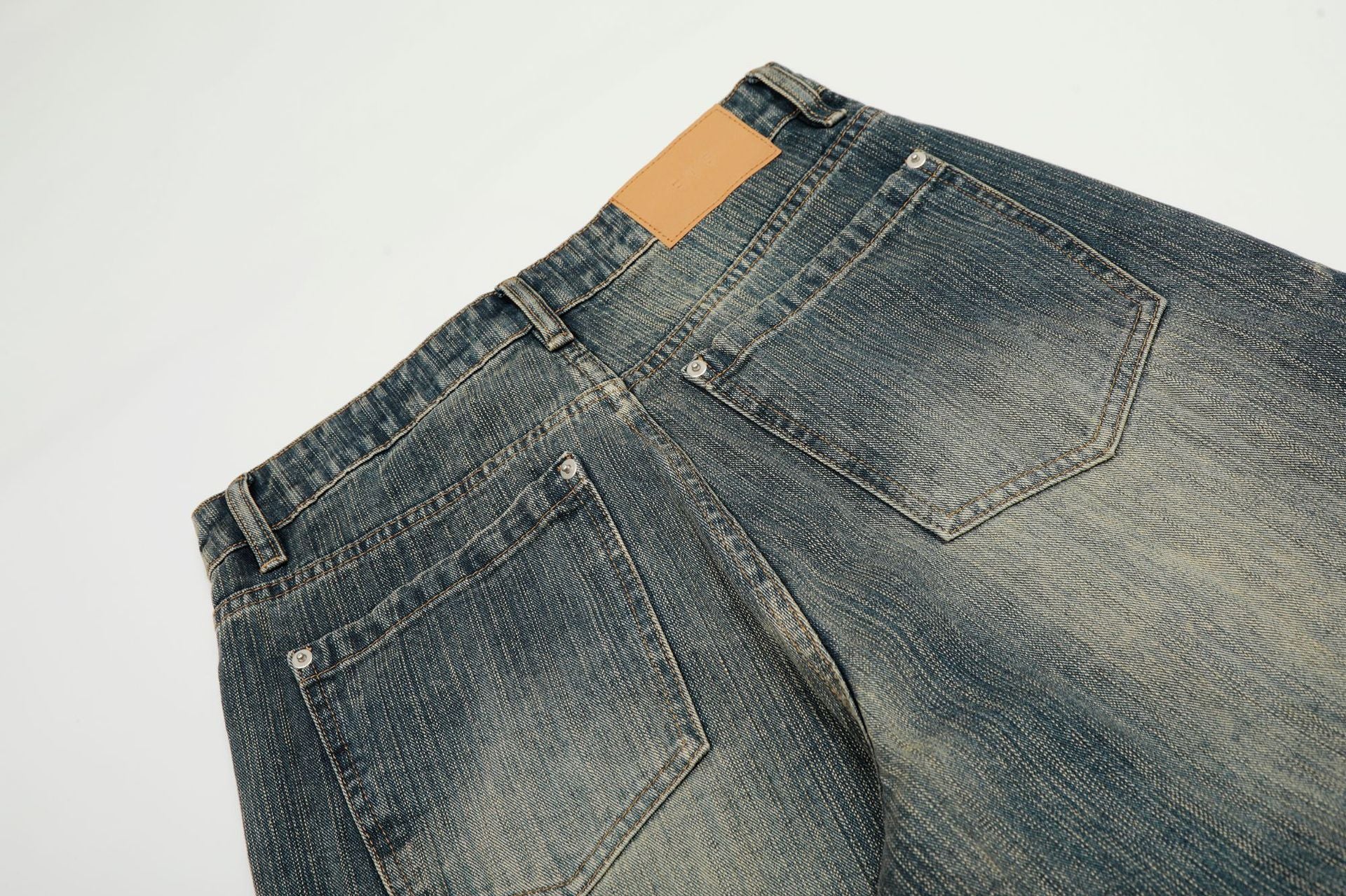 Fade Washed Straight Denim Jeans