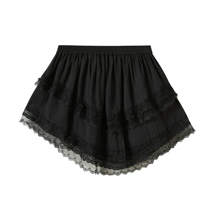 Irregular Lace Short Double Skirt