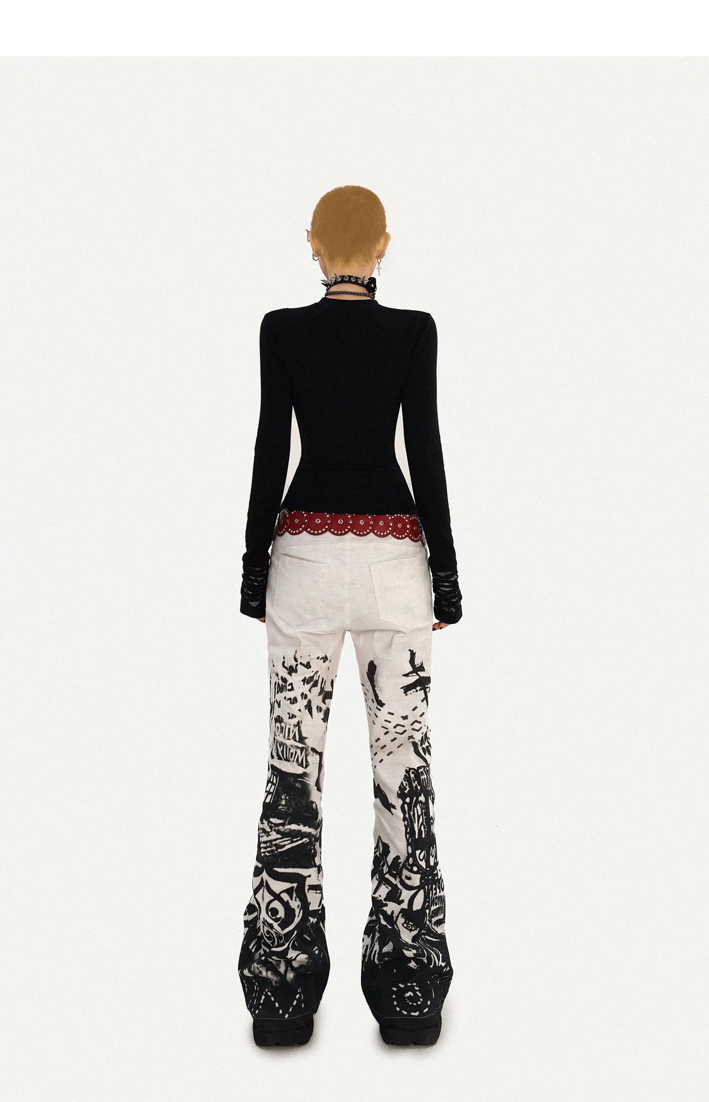 Ink Print Design Denim Jeans