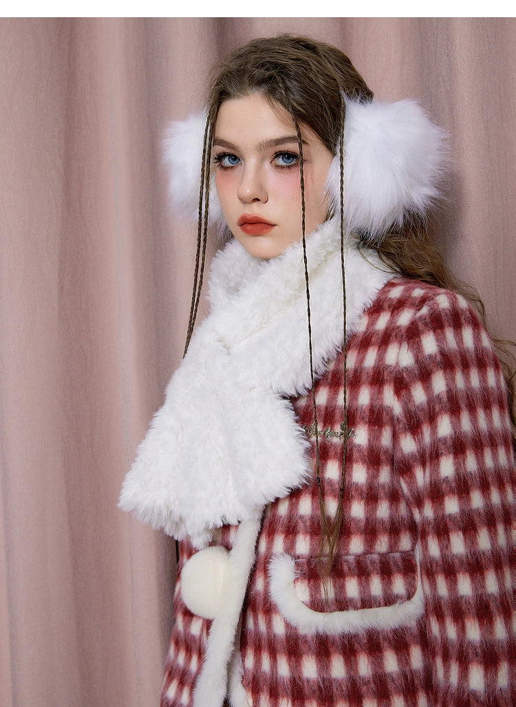Christmas Plaid Tweed Jacket & Short Skirt Setup