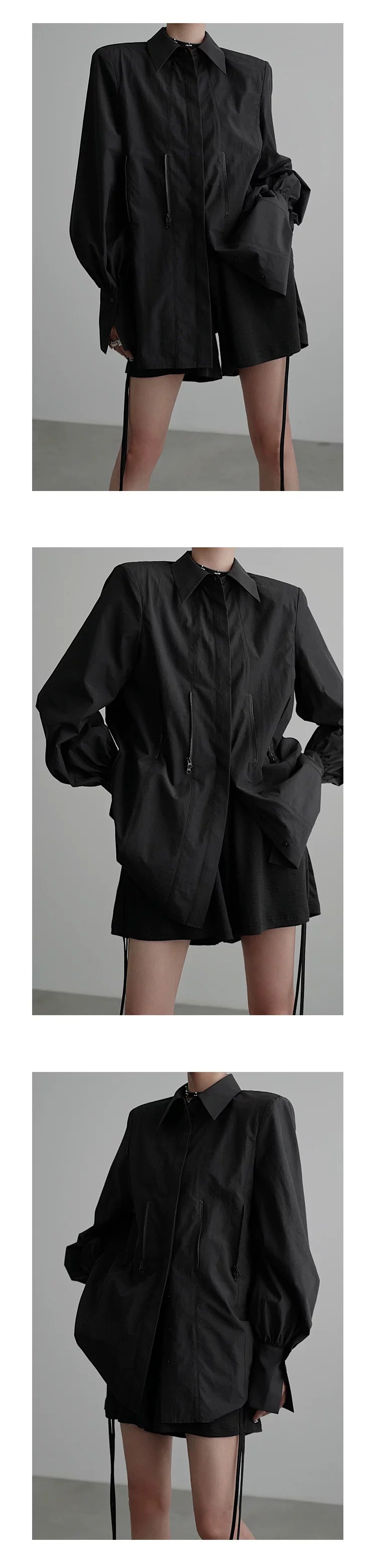 Chemise longue à taille cintrée et fermeture éclair