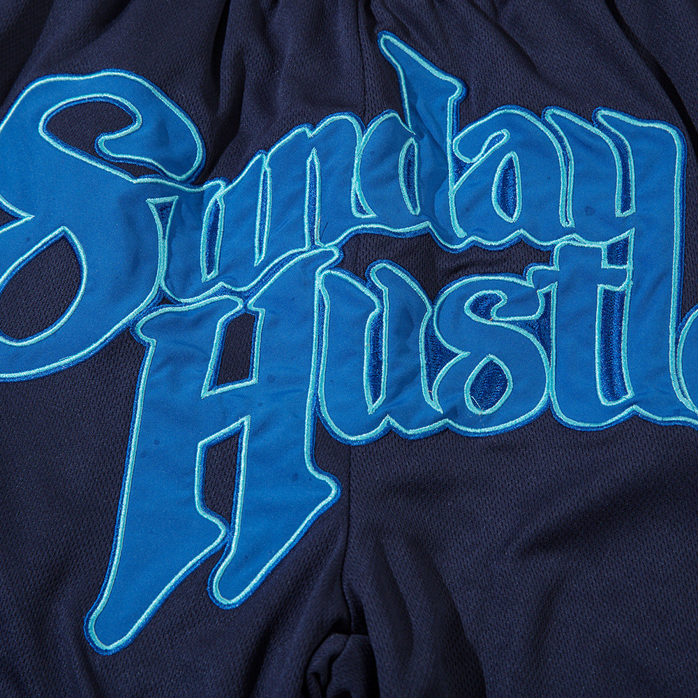 Pantalones cortos bordados con letras Sunday Hustle