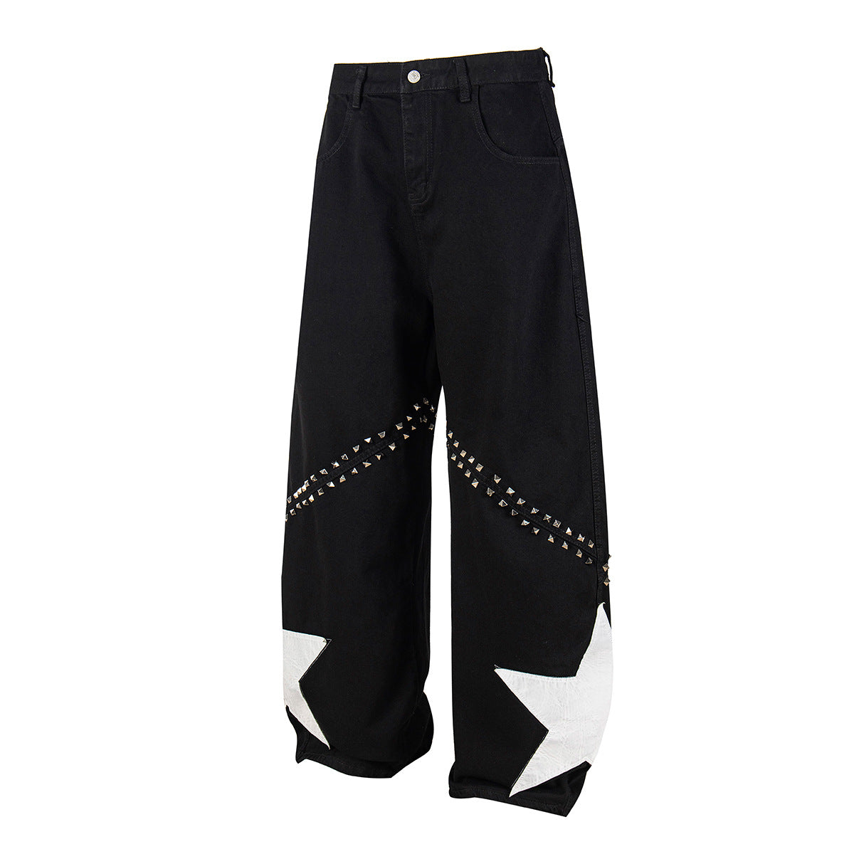 Star Studs Wide Leg Denim Jeans