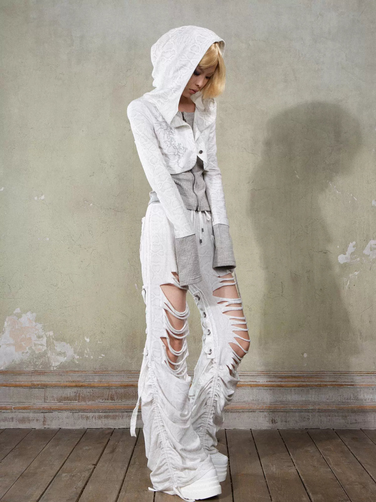 Fake Layered Long Sleeve Hooded Knit Cardigan