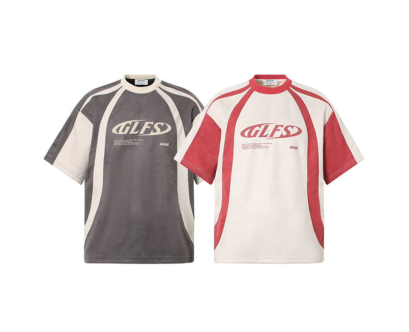 Color Block Panel Letter Print Short Sleeve T-Shirt