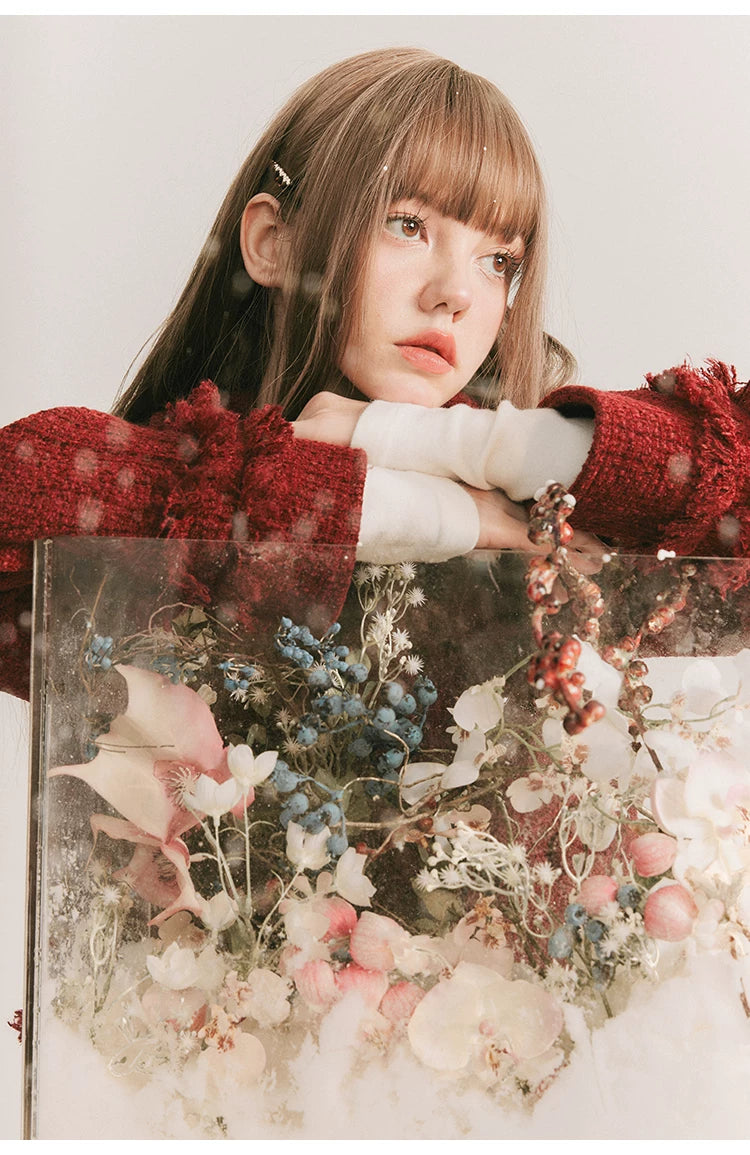Round Collar Tweed Jacket & A-Line Tweed Skirt Setup