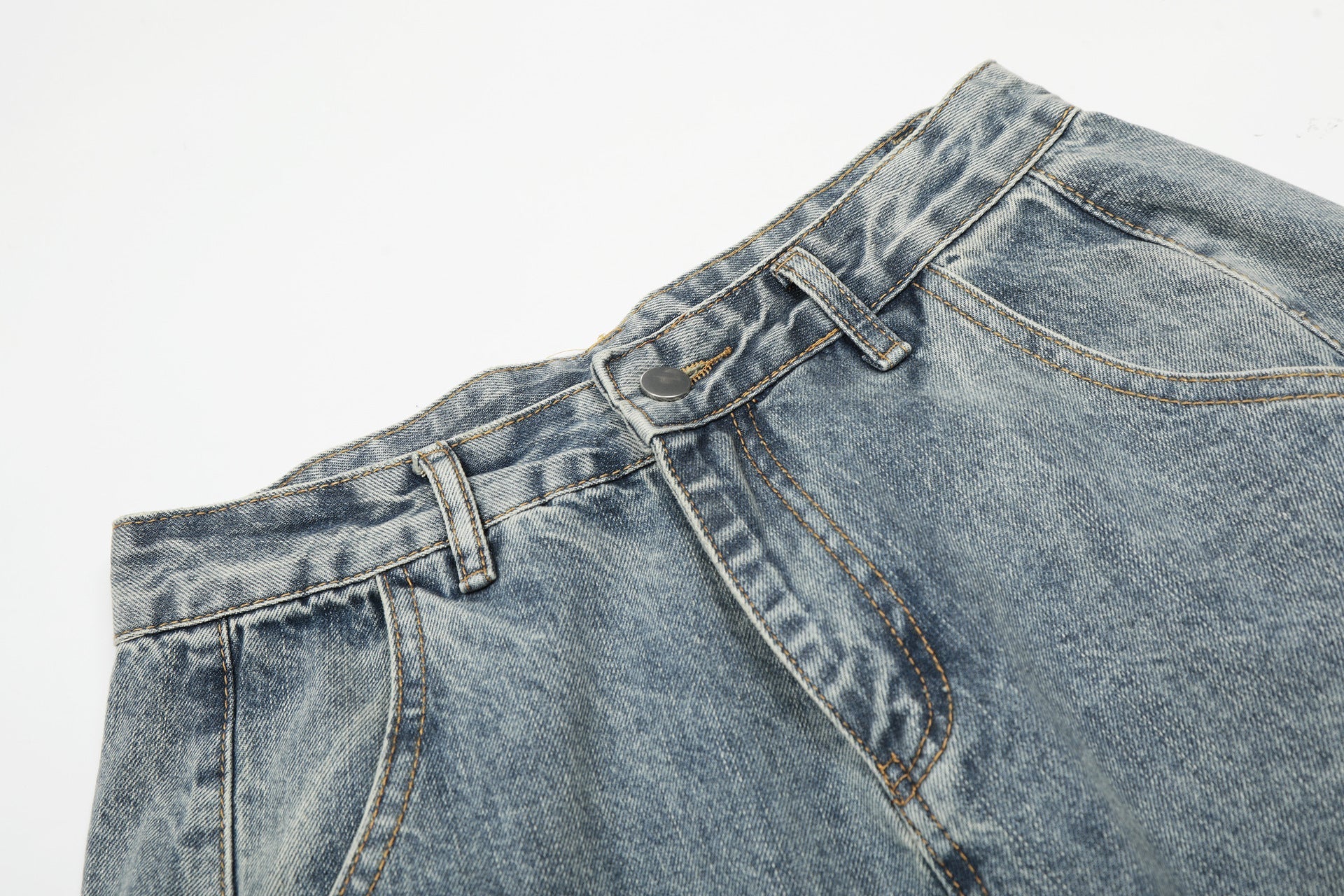 Washed Wide Leg Denim Jeans