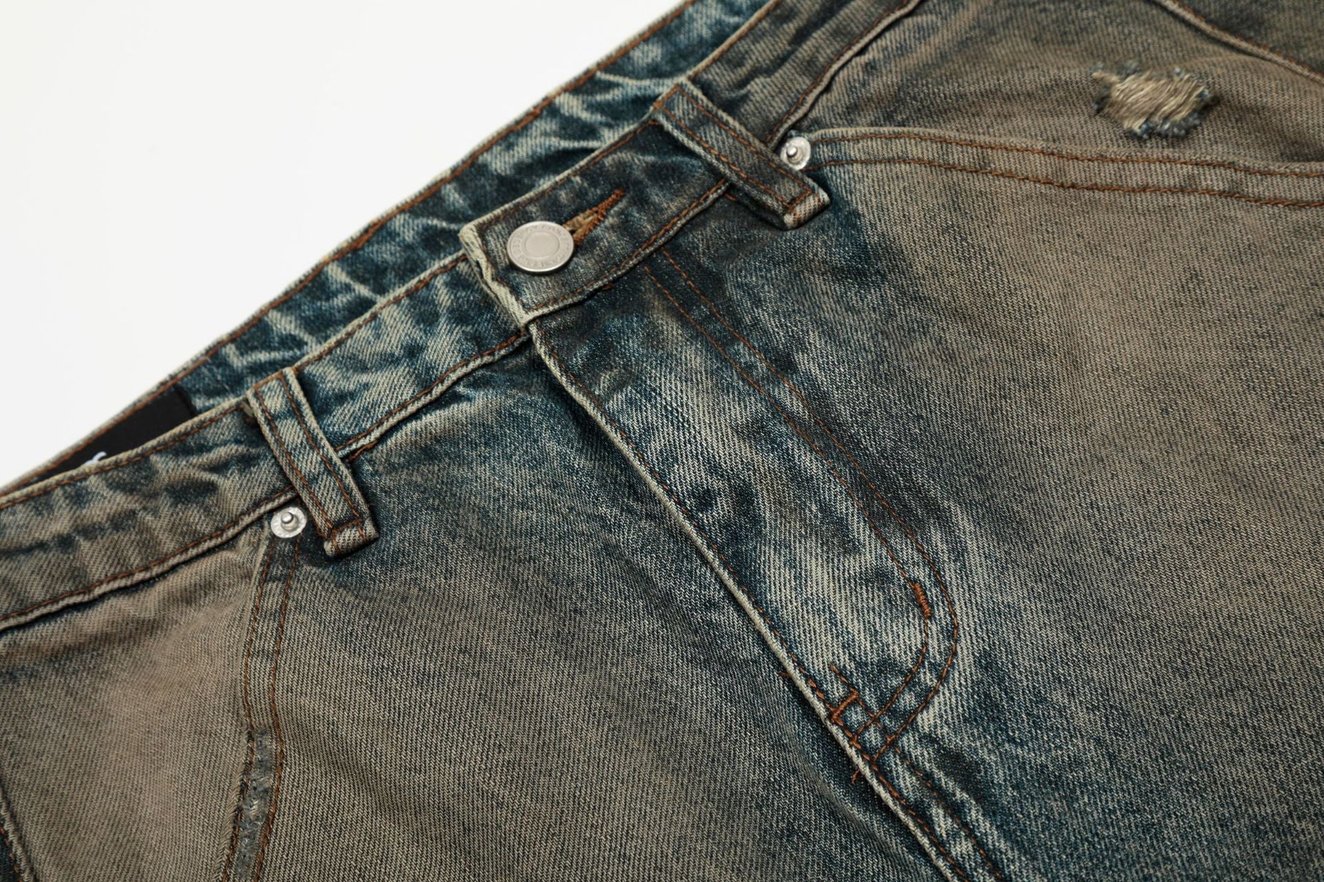 Washed Deconstruction Barrel Denim Jeans