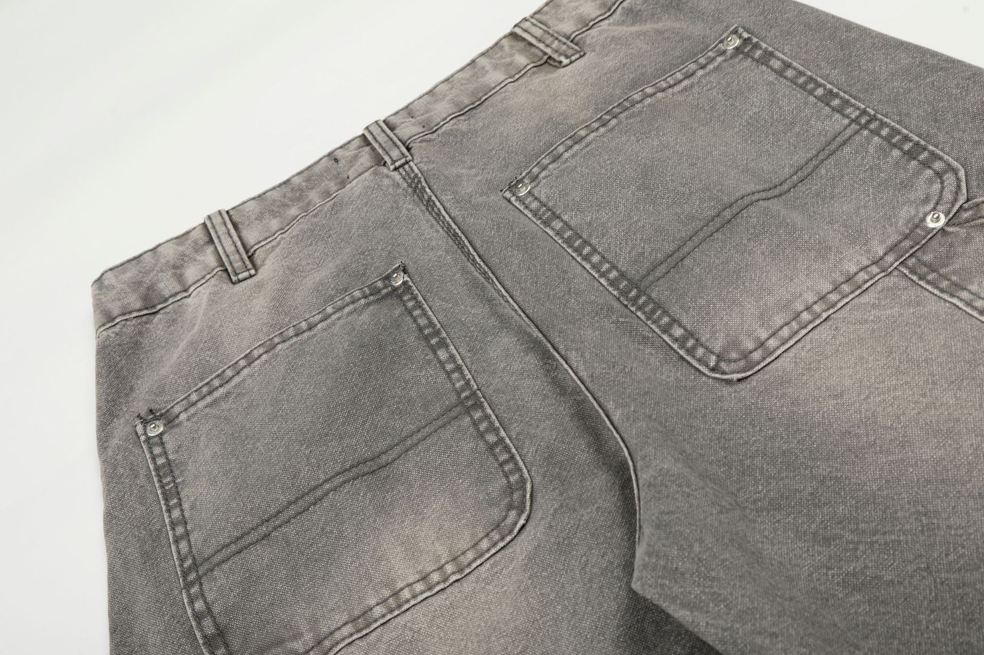 Dirty Washed Damage Panel Wide Leg Denim Jeans