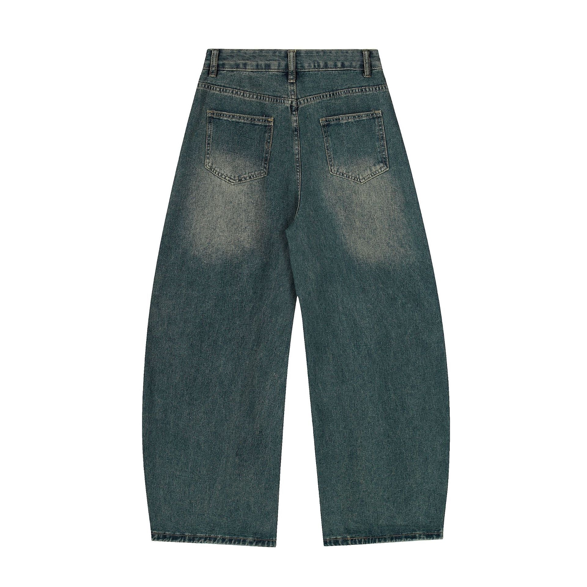 Washed Embroidery Wide Leg Denim Jeans