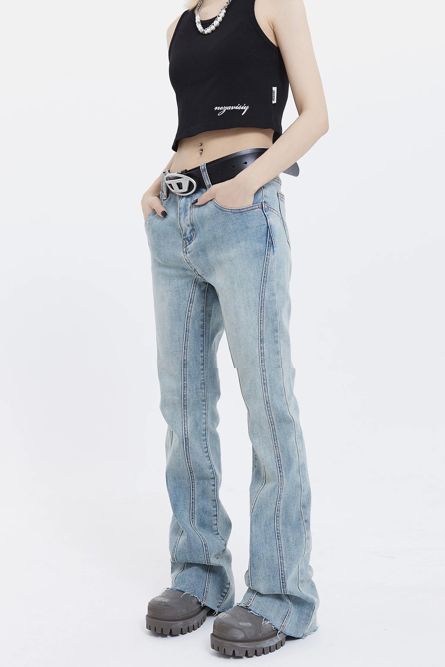 Fade Seam Flare Denim Jeans