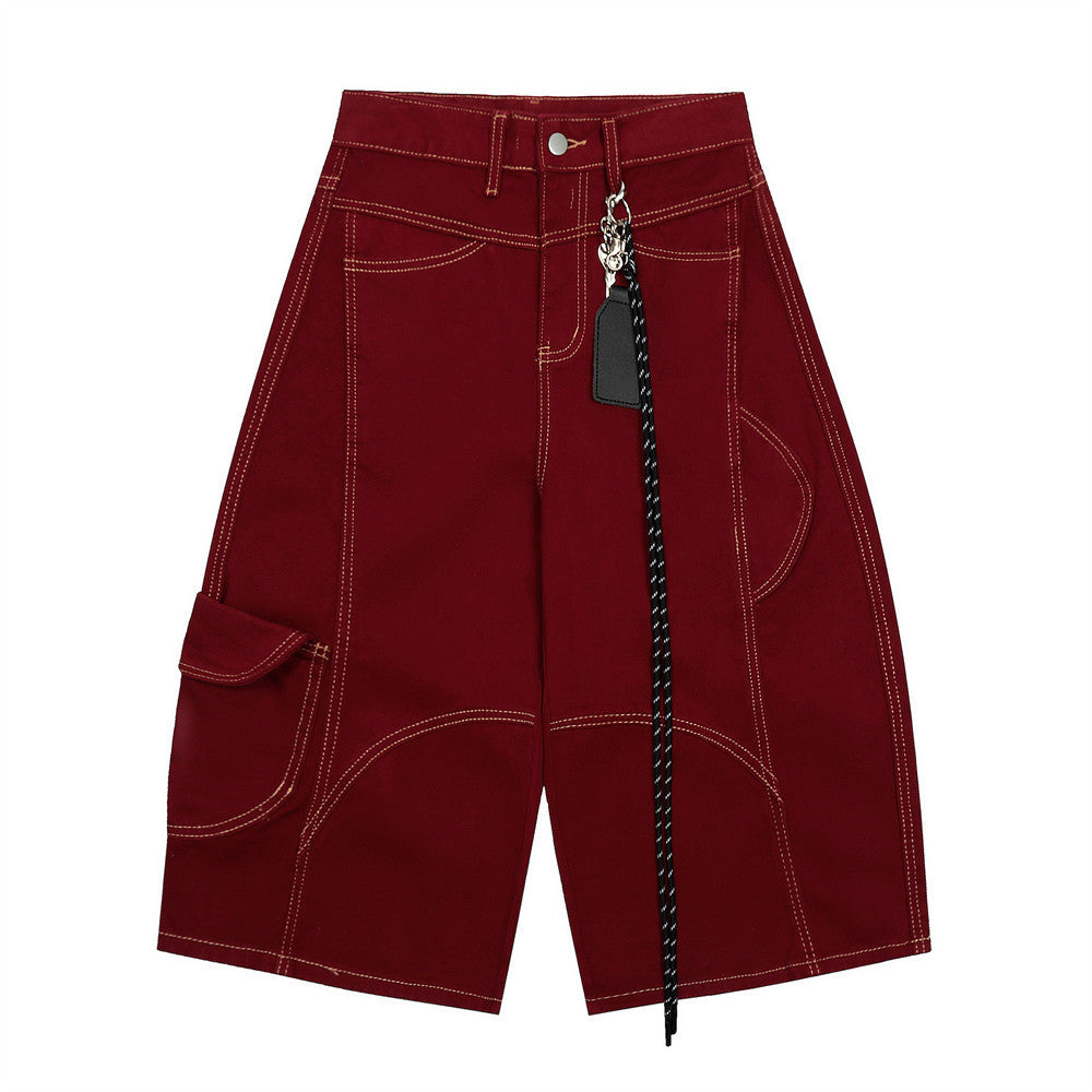 Embedded Pendant Denim Cargo Jort