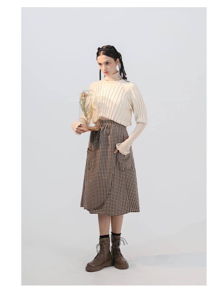 Plaid Wool Candy Sleeve Jacket & Half Skirt Setup