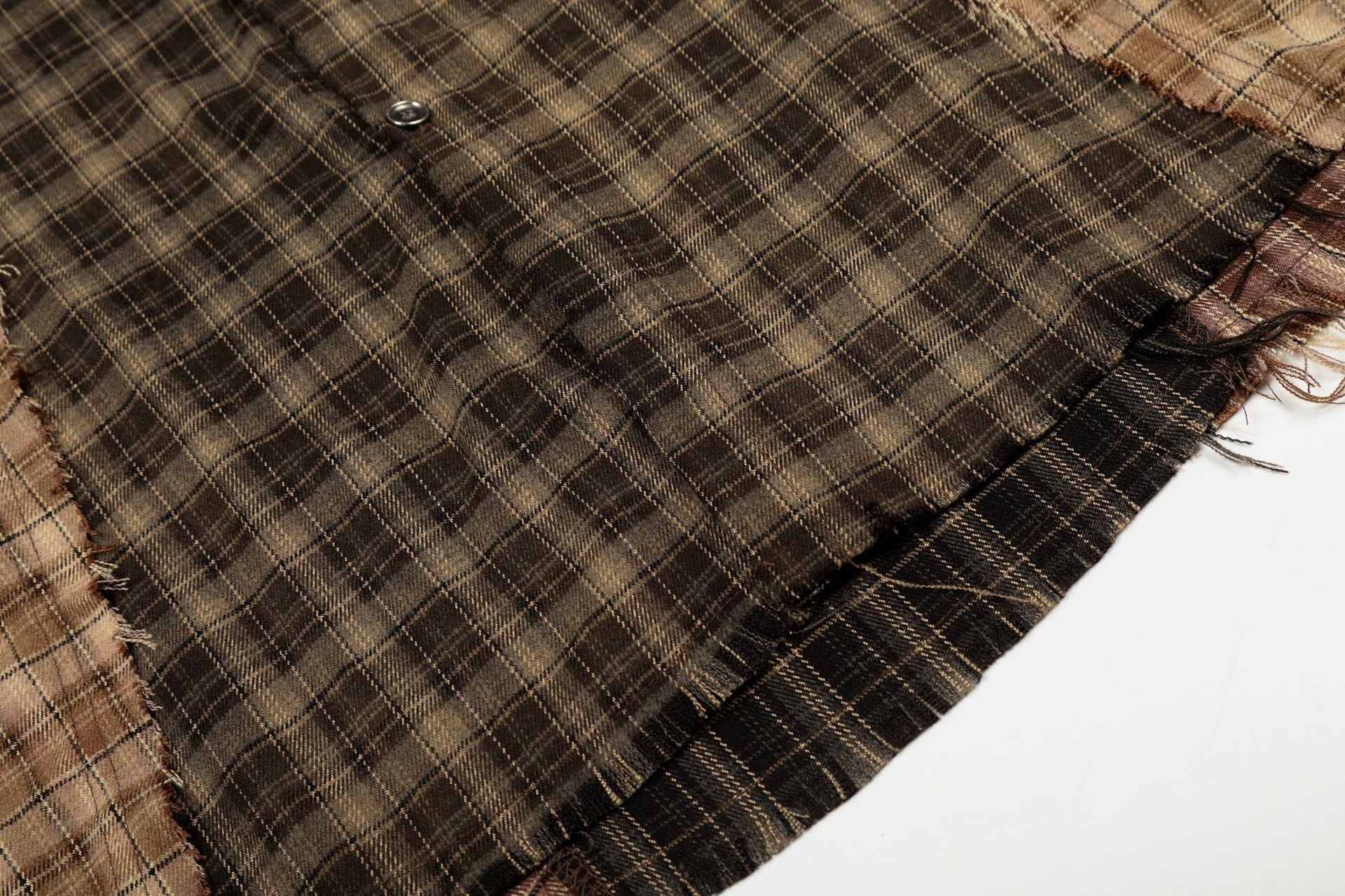 Plaid Washed Damage Long Sleeve Shirt