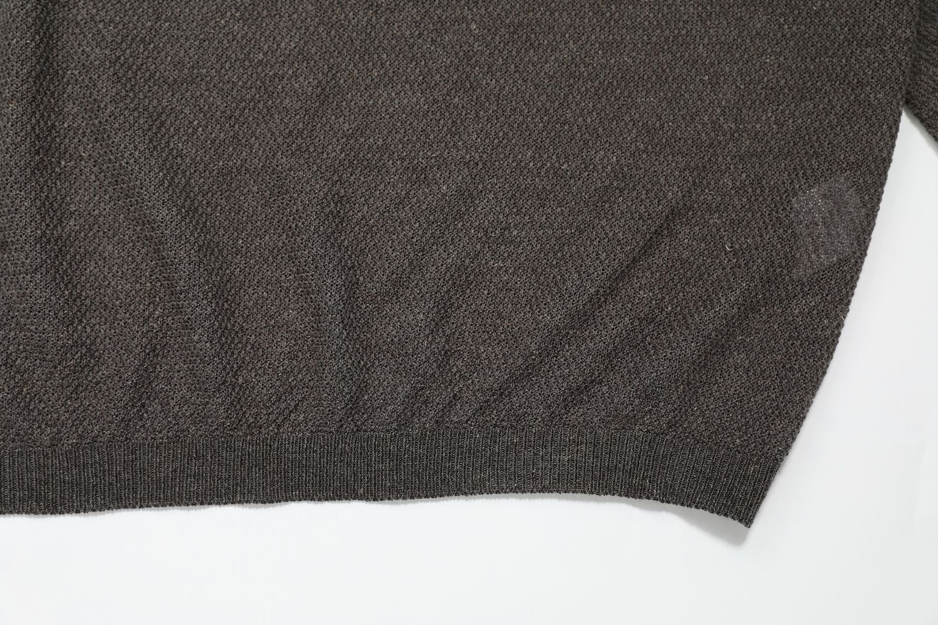 Openwork Linen Henley Neck Knit Sweater