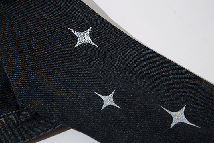 Stars Embroidered Denim Jacket