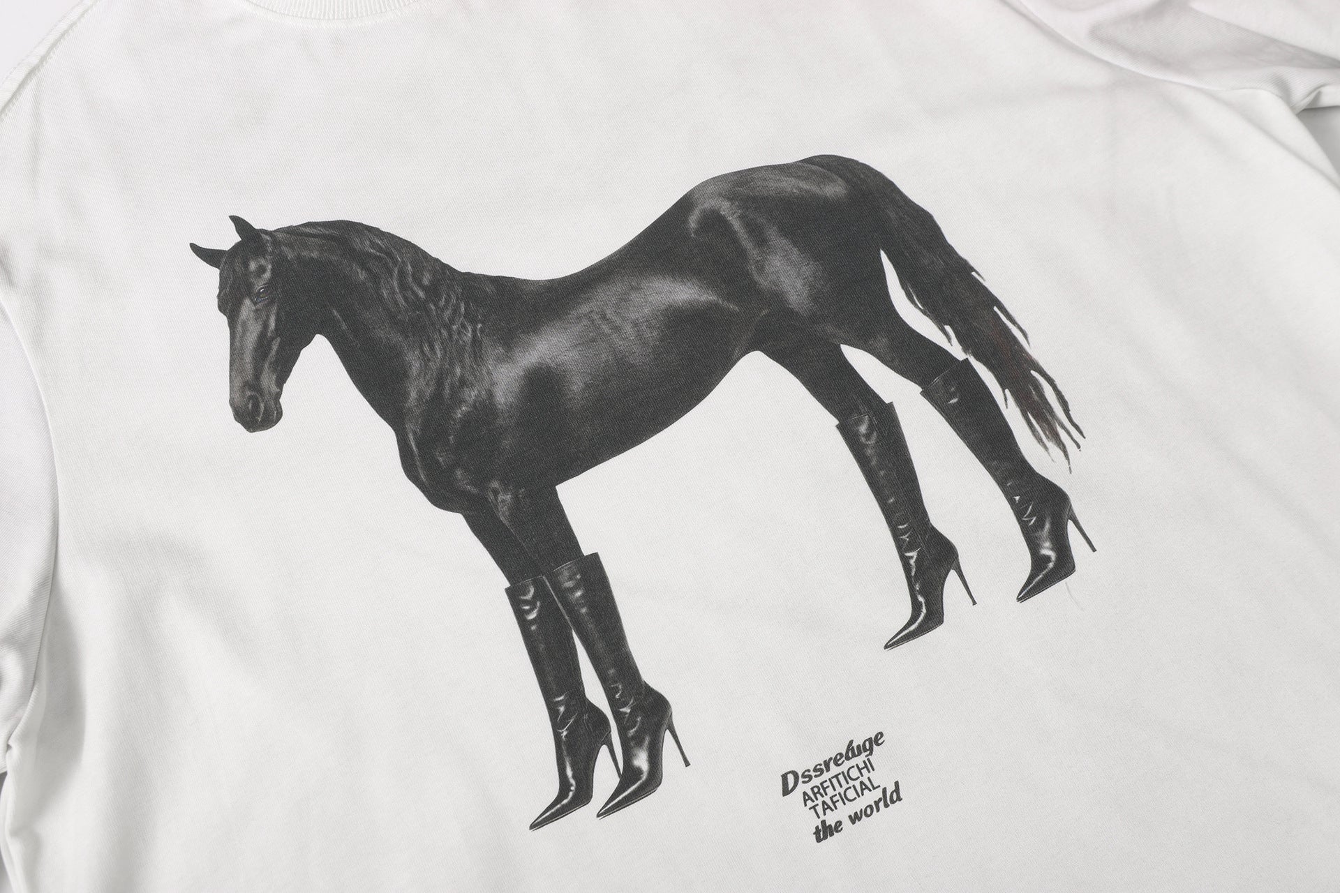 Leopard Horse Print Fake Layered Long Sleeve T-Shirt