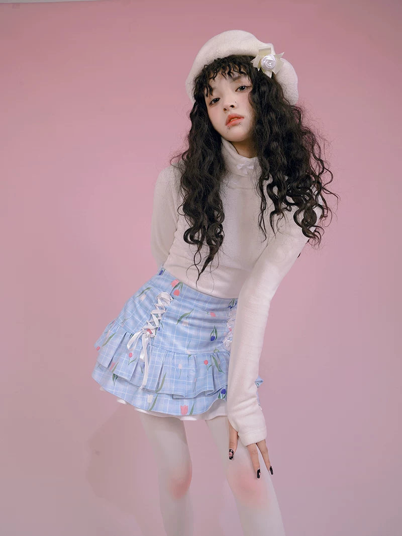 Flower Print Bow Skirt Na8271-K