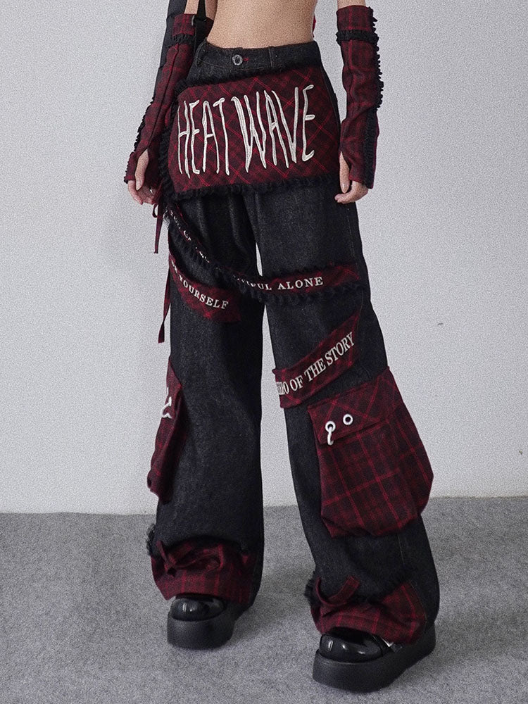 Embroidery Patchwork Multi-Pocket Cargo Pants