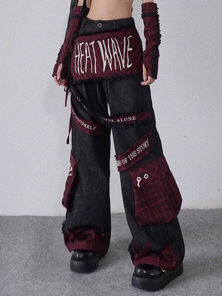 Embroidery Patchwork Multi-Pocket Cargo Pants