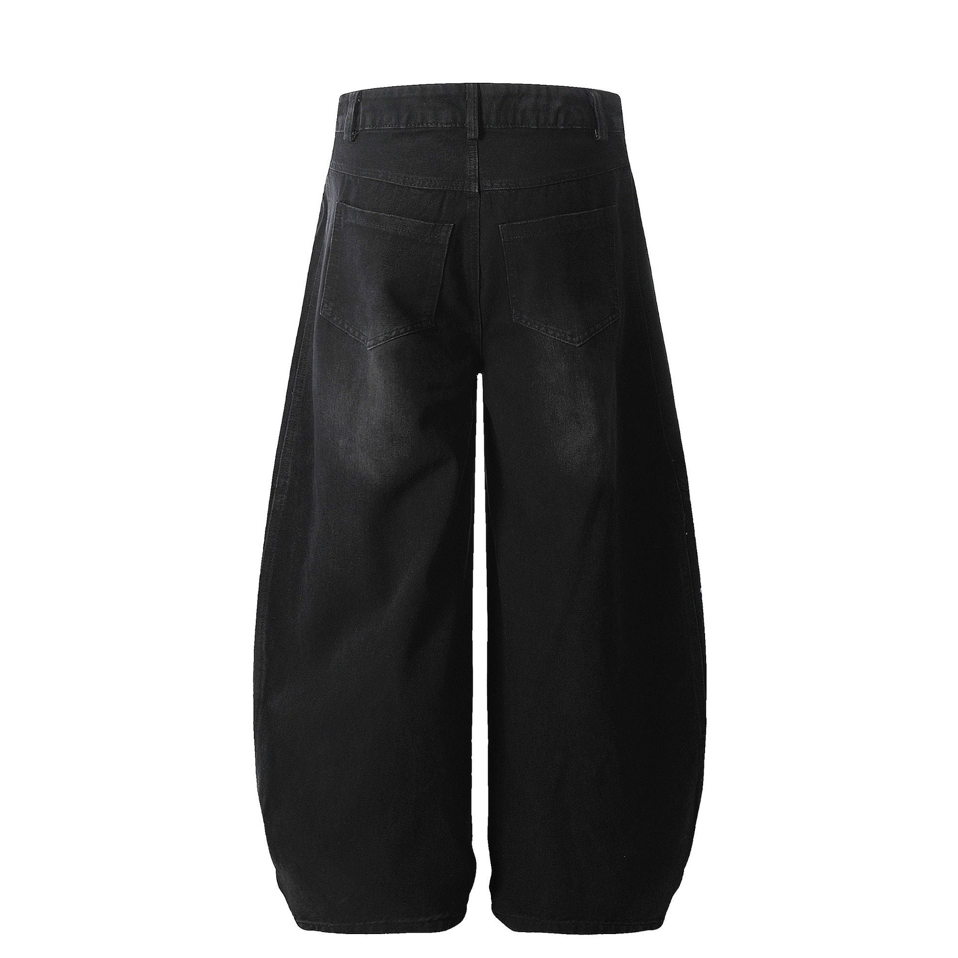 Washed Triple Stripe Panel Design Wide Leg Denim Jeans