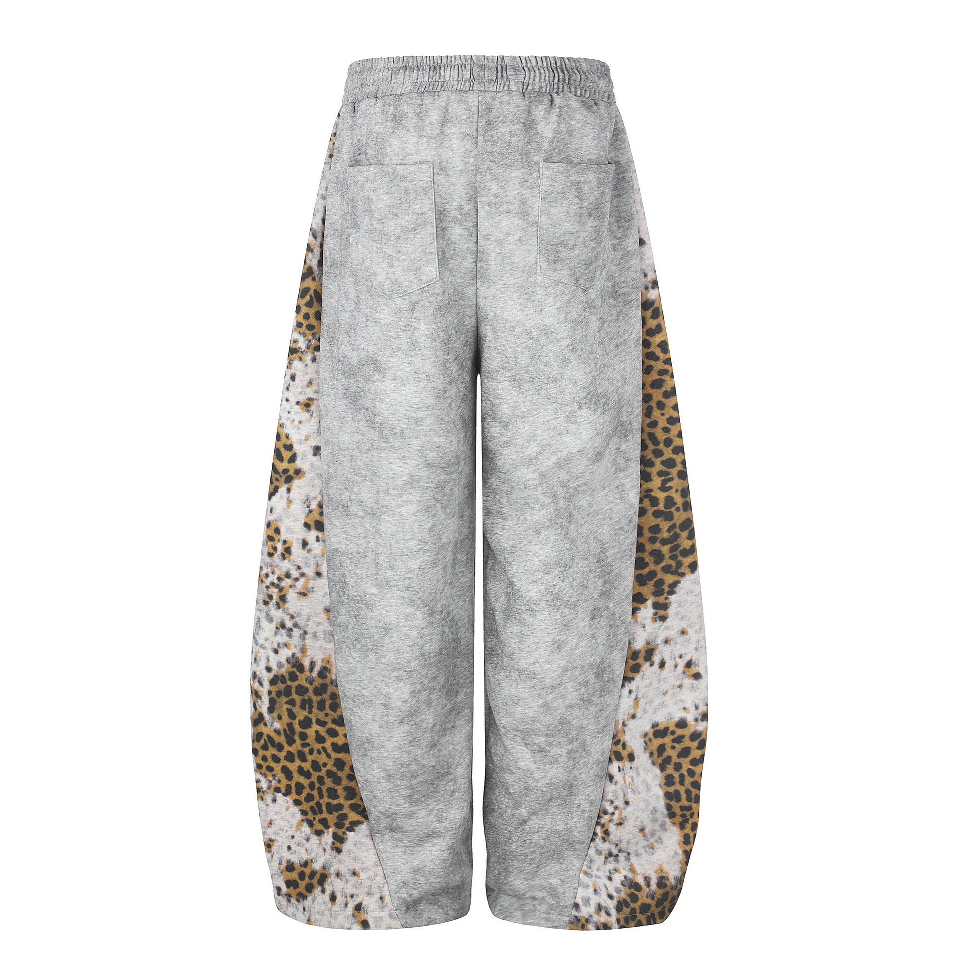 Leopard Print Curved Studs Wide Leg Sweatpants