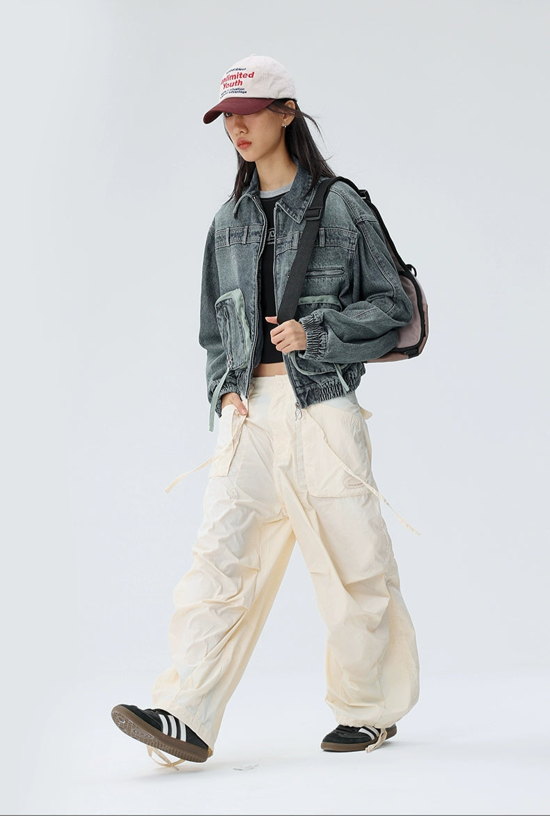 Deconstructed cargo denim jacket