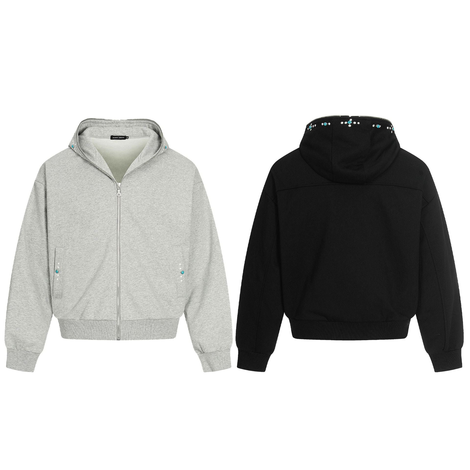 Turquoise Stone Zipper Hoodie