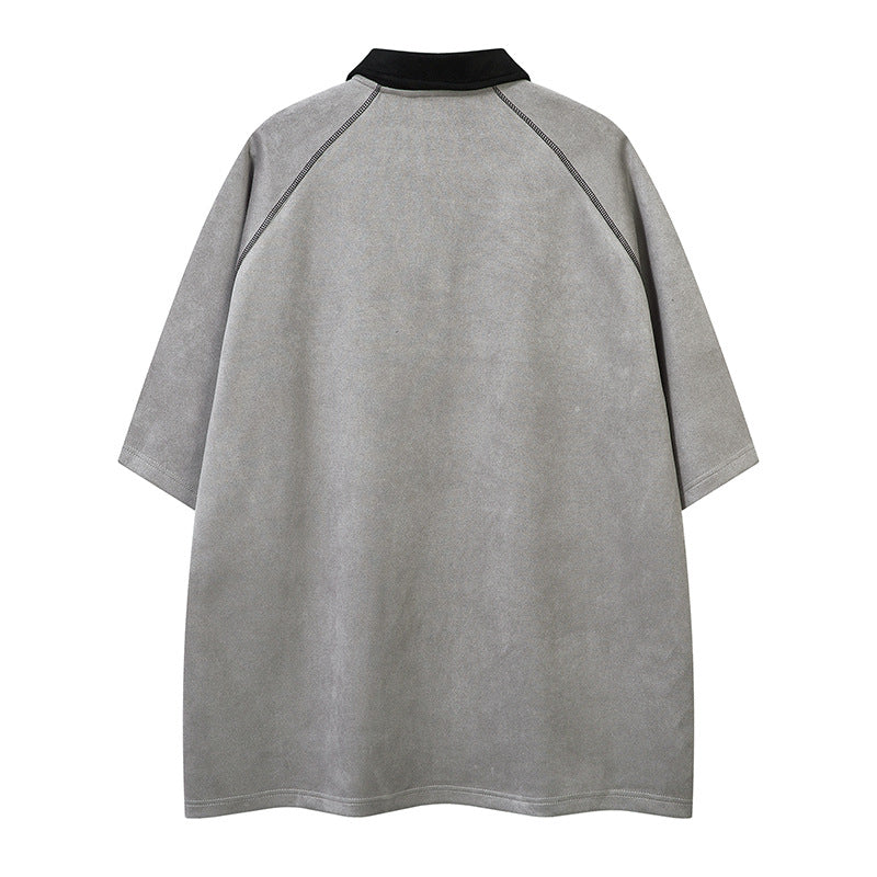 Roll-neck Embroidered Polo T-shirt