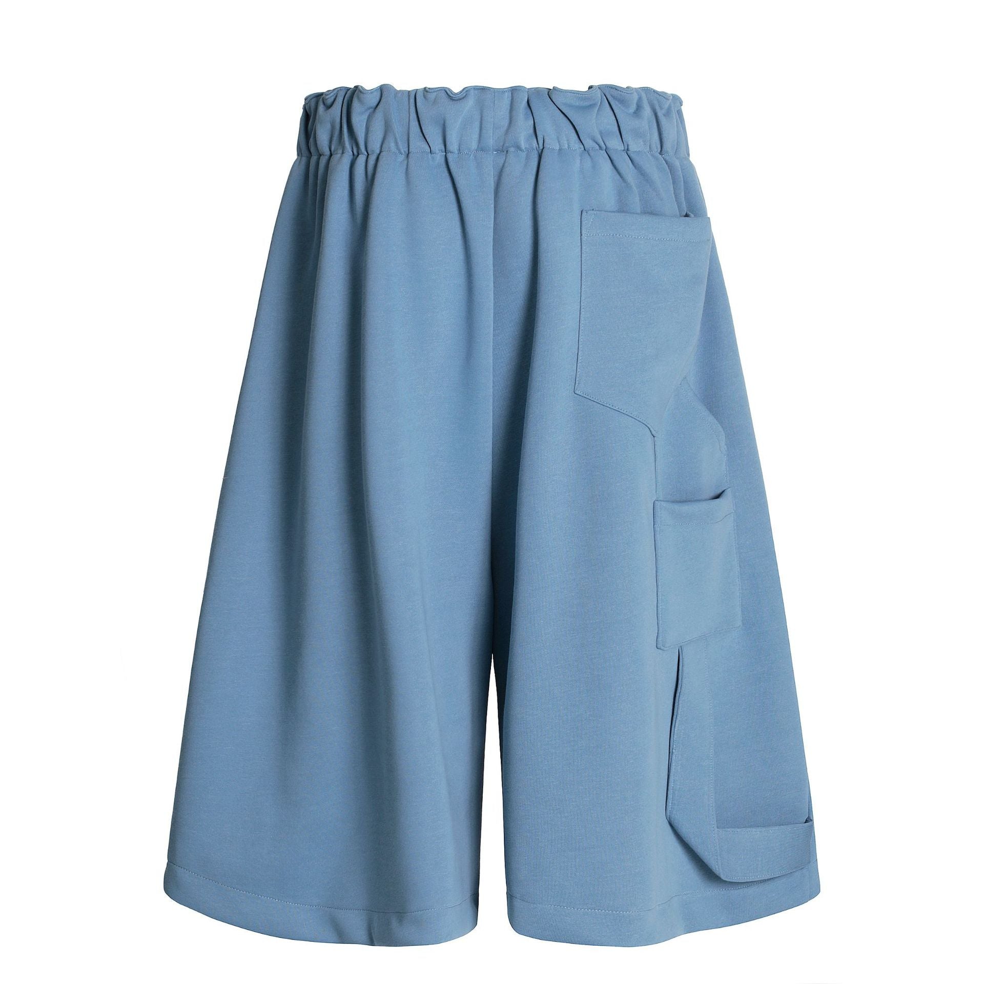 Pleats Panel Wide Leg Half Sweatpants