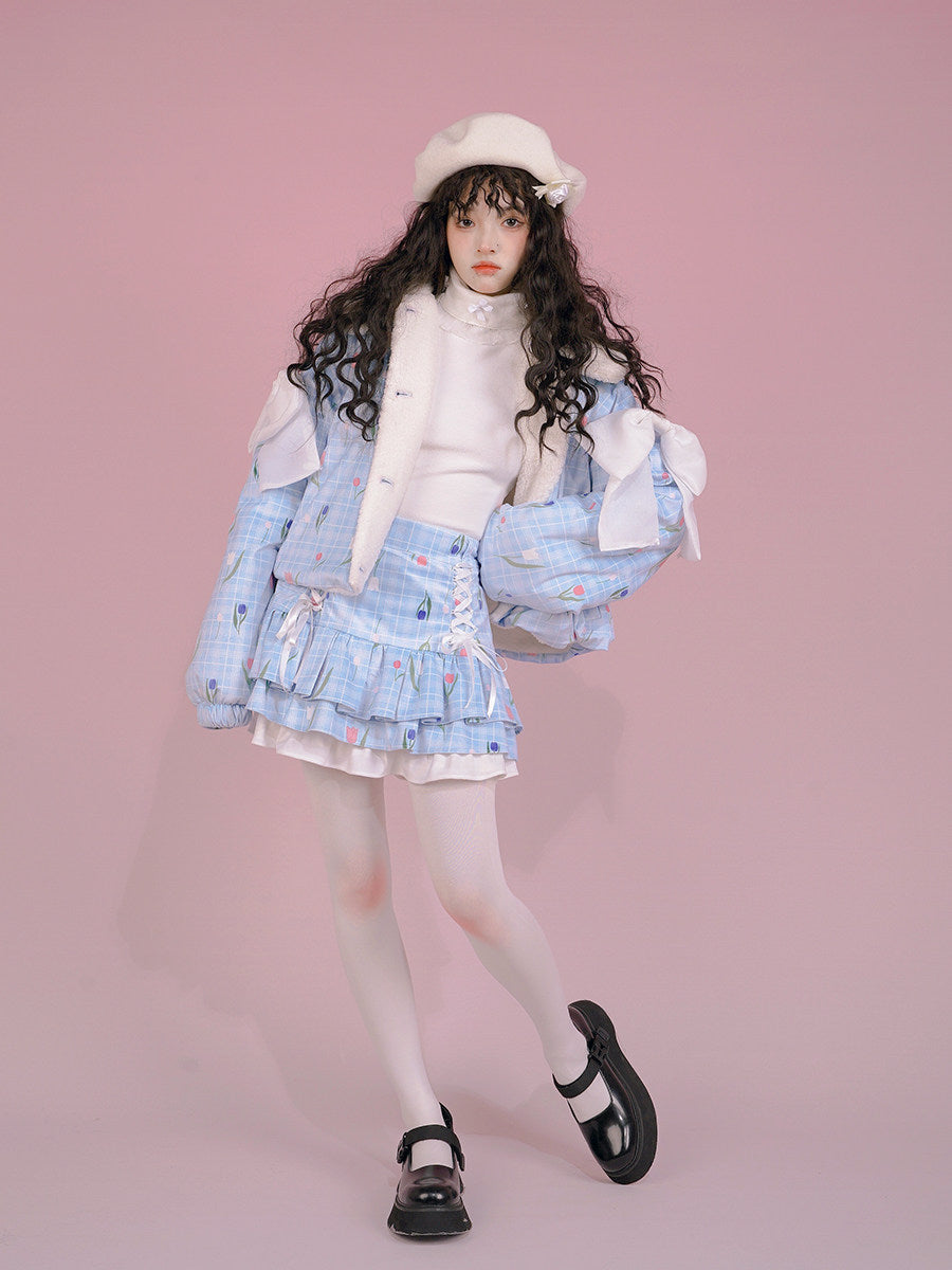 Flower Print Bow Skirt Na8271-K