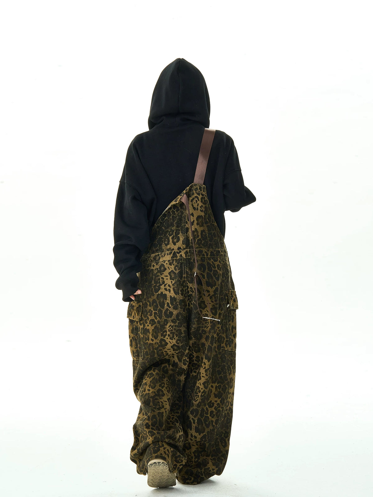 Leopard Pattern Wide Leg Overalls