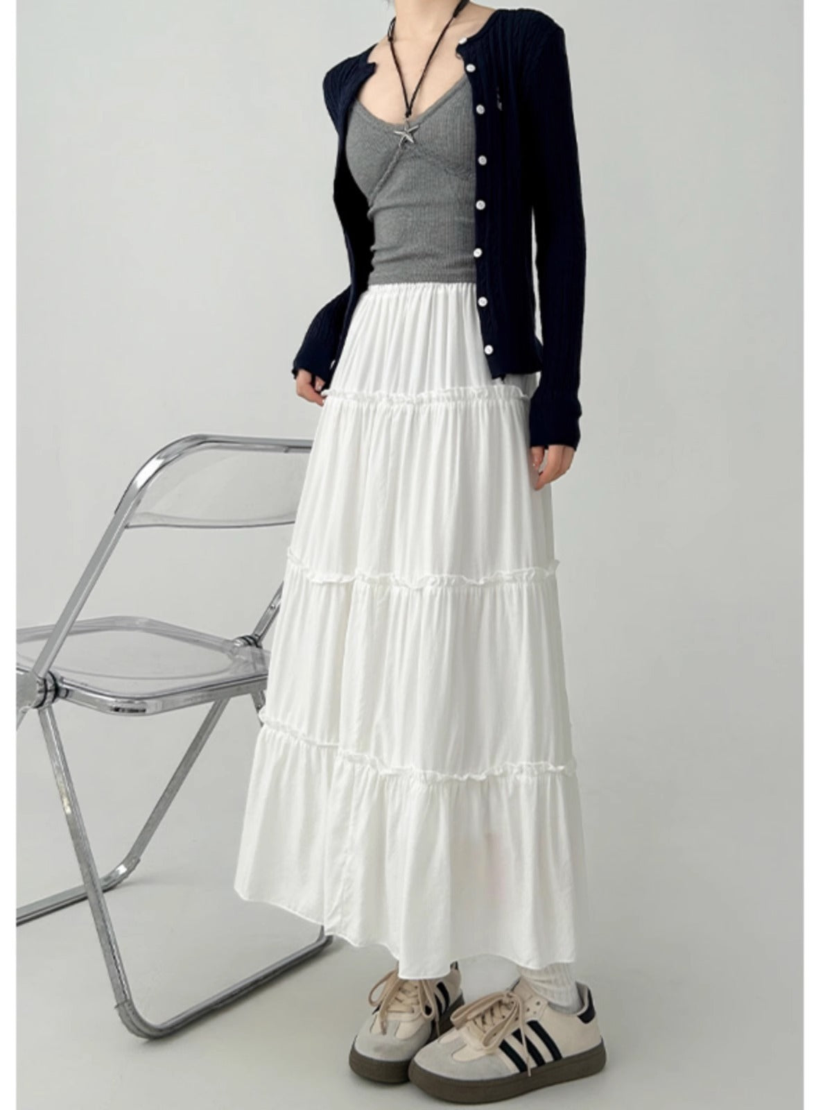 White Tiered Maxi Skirt