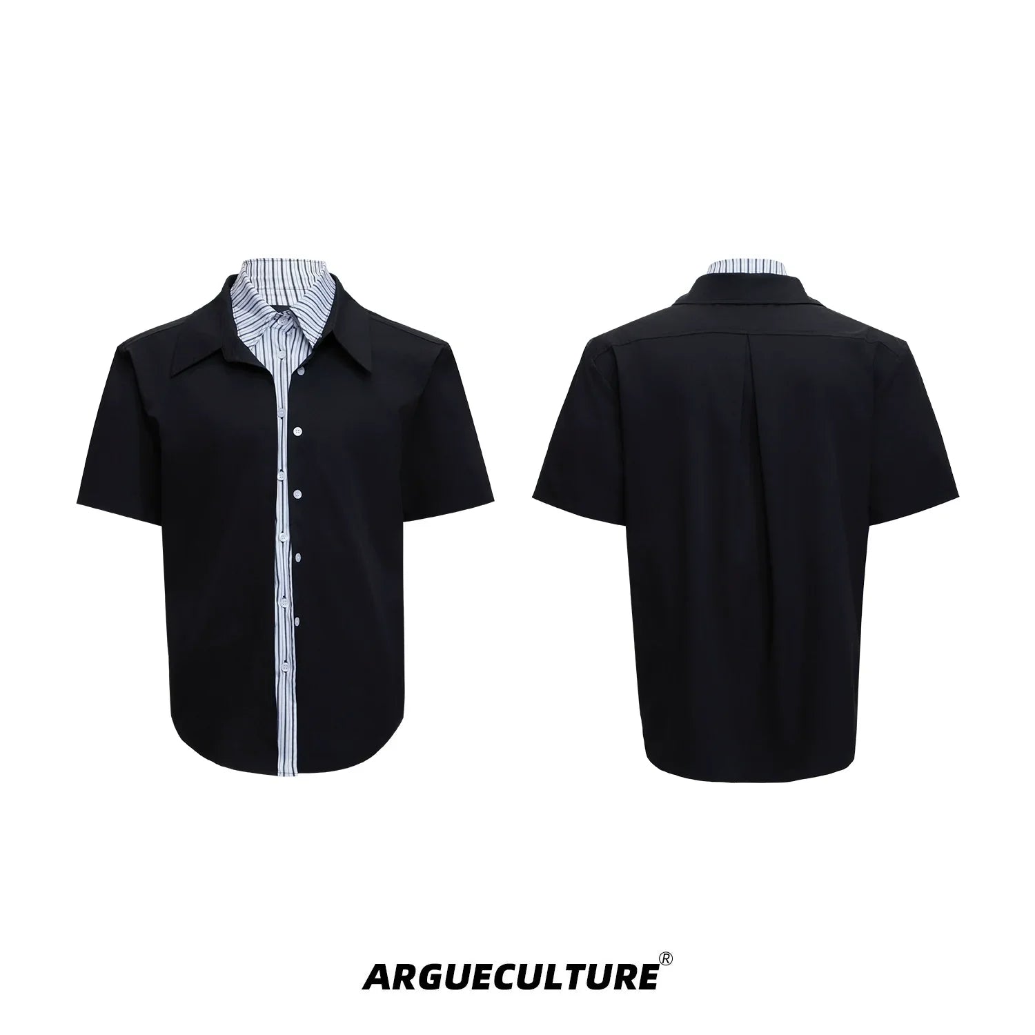 Fake Layered Stripe Colorblock Short Sleeve Shirt